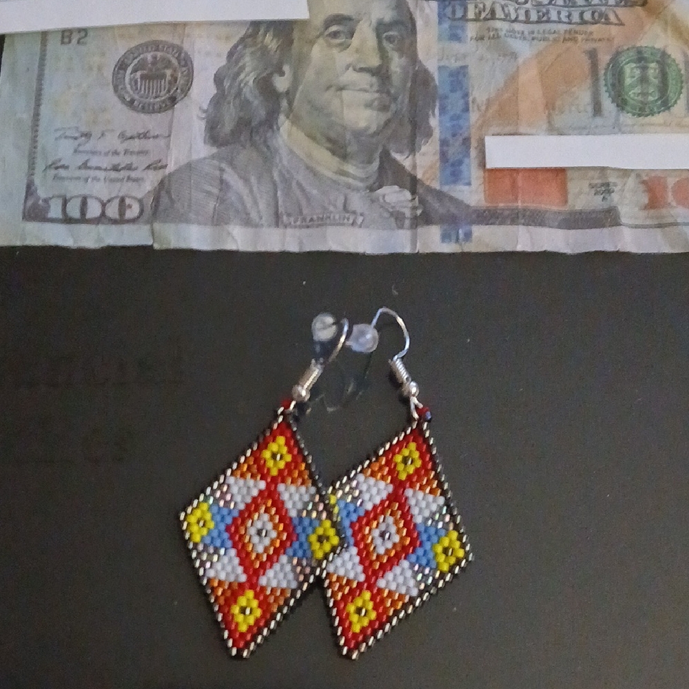 Colorful Beaded Diamond Earrings